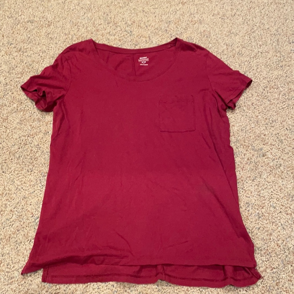 Old Navy boyfriend style red pocket shirt
